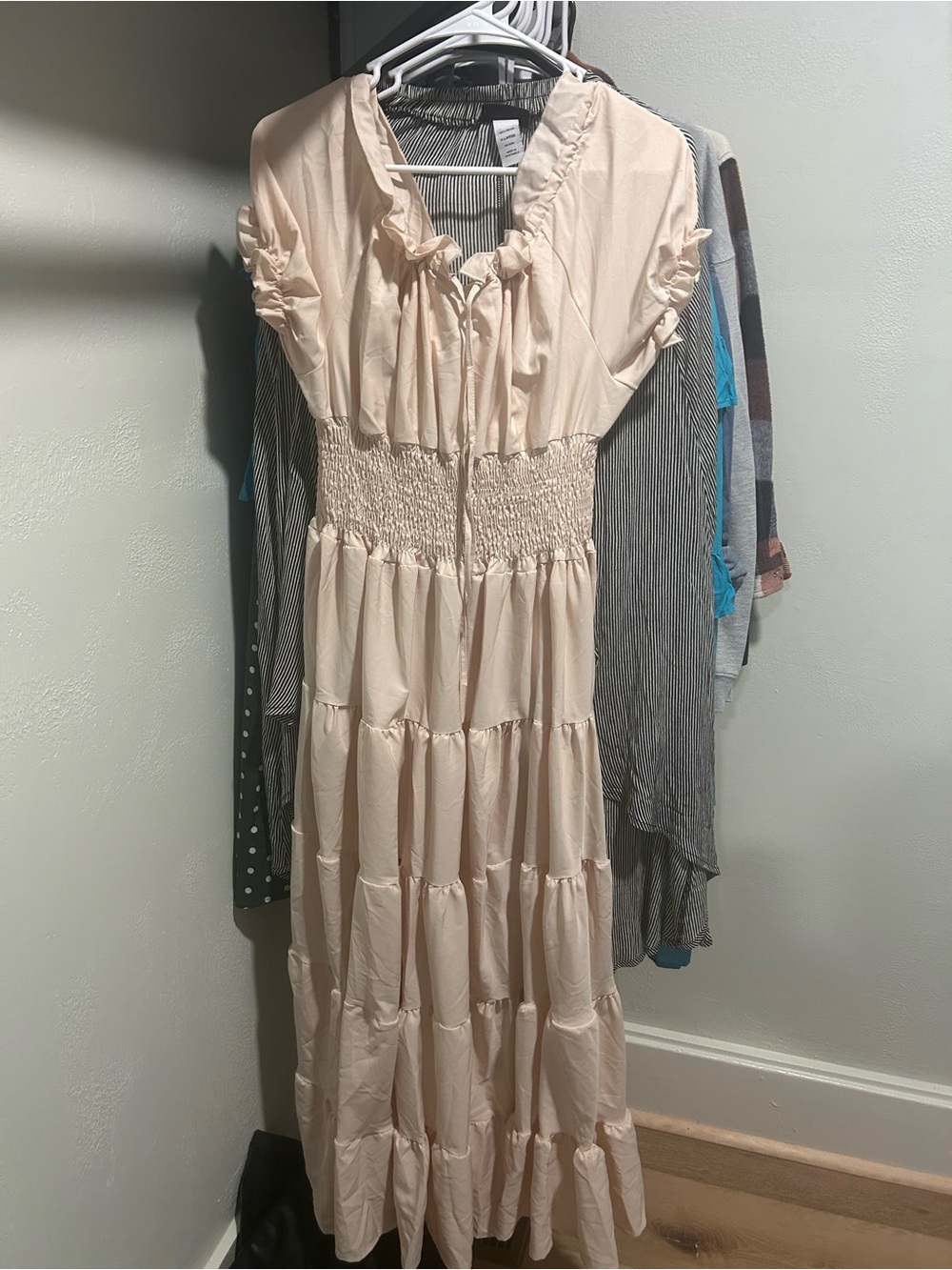 Cosplay Renaissance Cream Tiered Maxi Dress with Smocked Waist